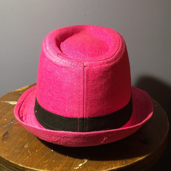 Sweet pink sparkle trilby hat short brim festive cap black cloth headband small - Picture 4 of 11